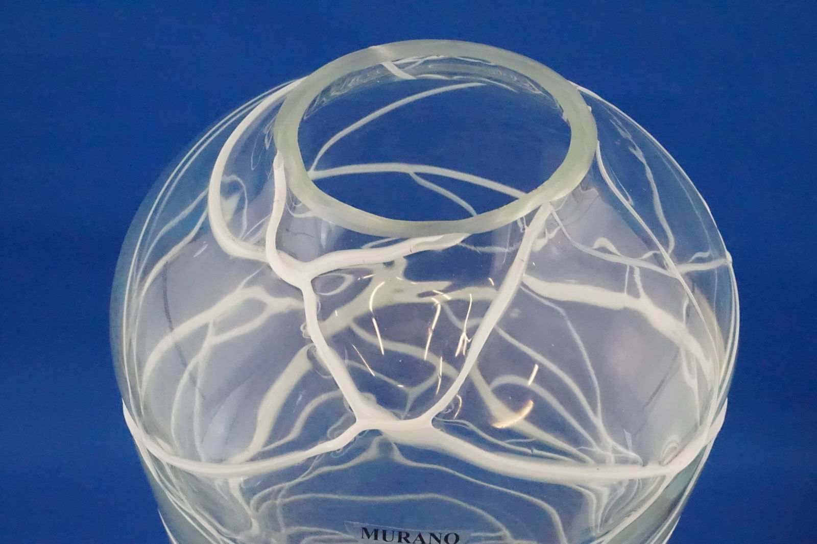 Murano Glass Vase in White Glass Paste Lattice, 1940s - 12