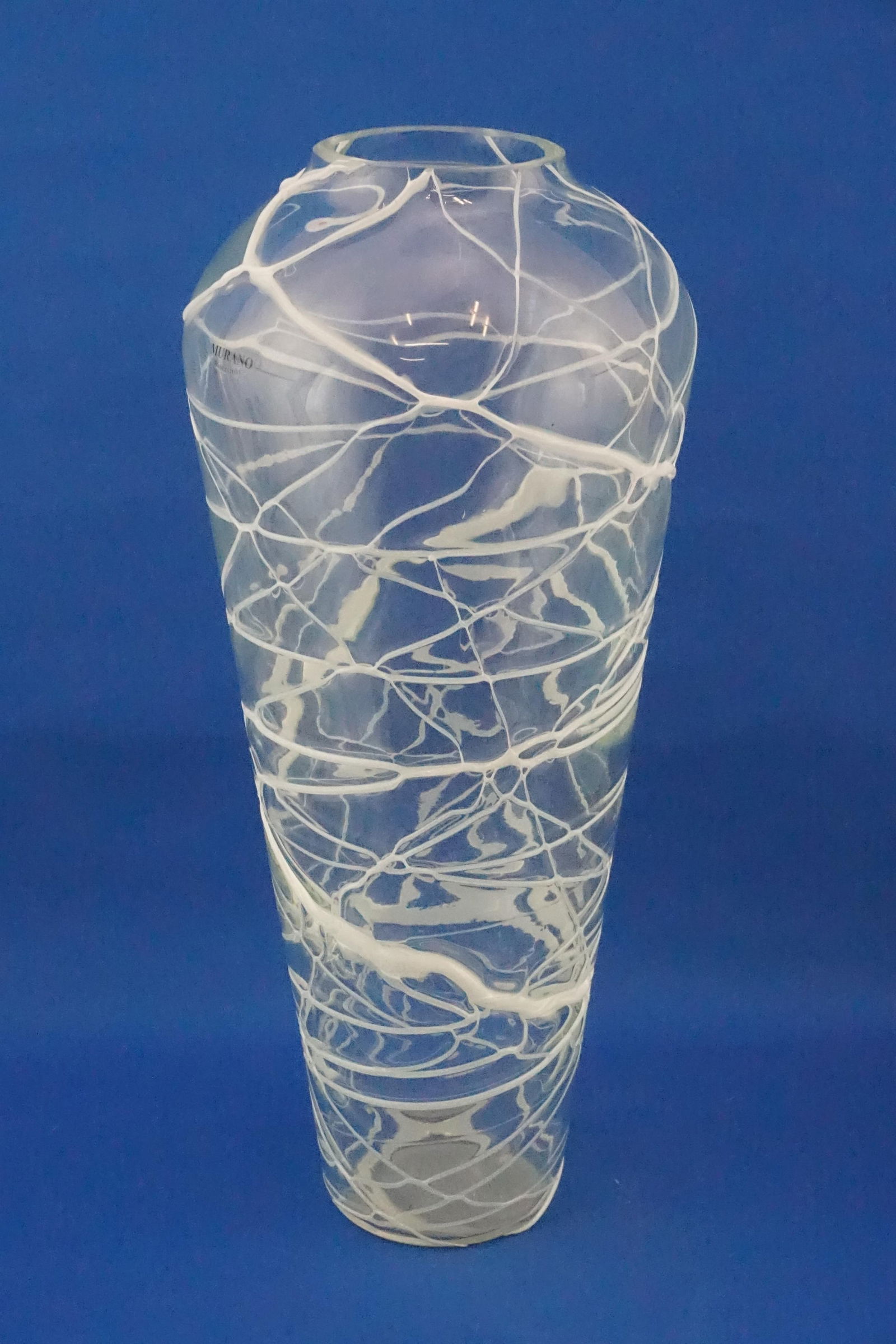 Murano Glass Vase in White Glass Paste Lattice, 1940s - 2