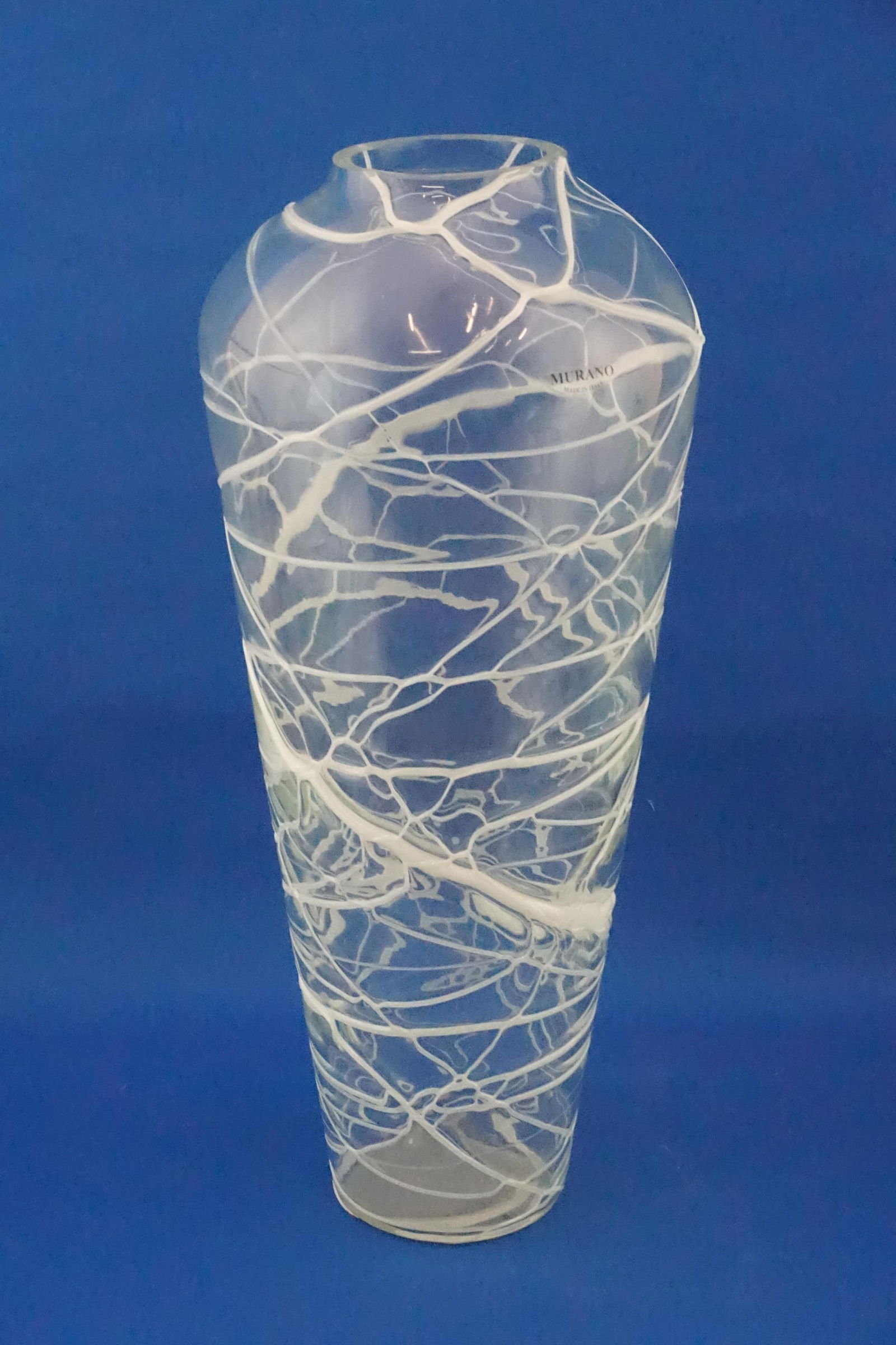 Murano Glass Vase in White Glass Paste Lattice, 1940s - 7