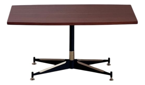 Metal Coffee Table attributed to Ignazio Gardella: Rectangular Coffee Table in Wood and Metal attributed to Ignazio Gardella, 1970s. Country of Manufacture: Italy Design Period: 1970 to 1979 Production Period: 1970 to 1979 Detailed Condition: