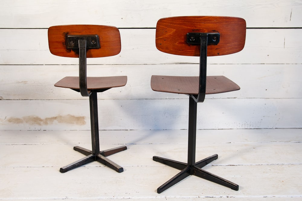 Set of Industrial School Chairs, 1960s - 11