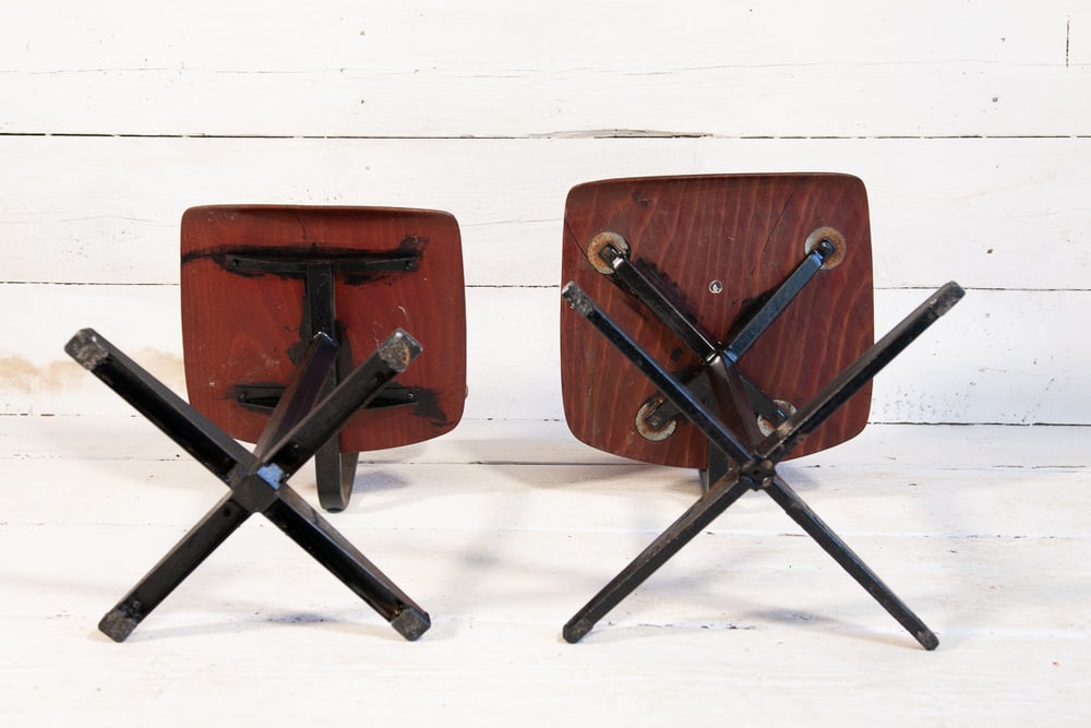 Set of Industrial School Chairs, 1960s - 12