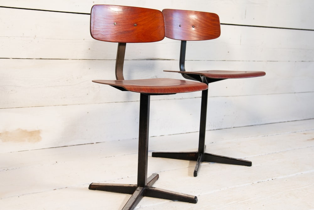 Set of Industrial School Chairs, 1960s - 2