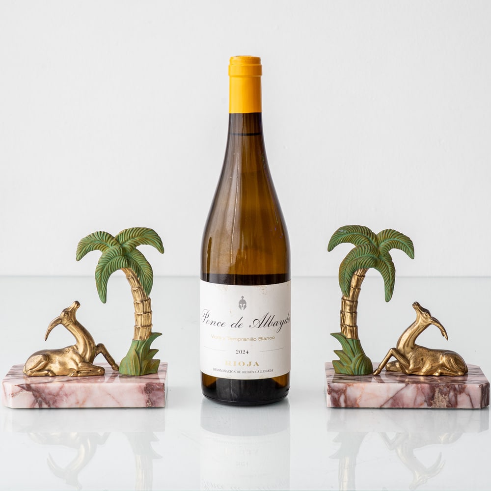 Art Deco Marble Gazelle & Palm Bookends, Set of 2 - 5