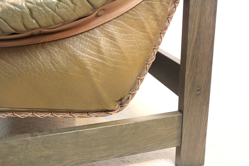 Scandinavian Wood and Leather Sofa, Norway, 1970s - 11