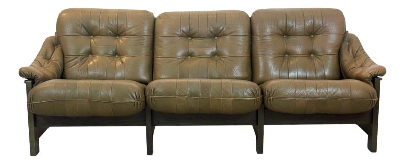 Scandinavian Wood and Leather Sofa, Norway, 1970s (1 of 12)