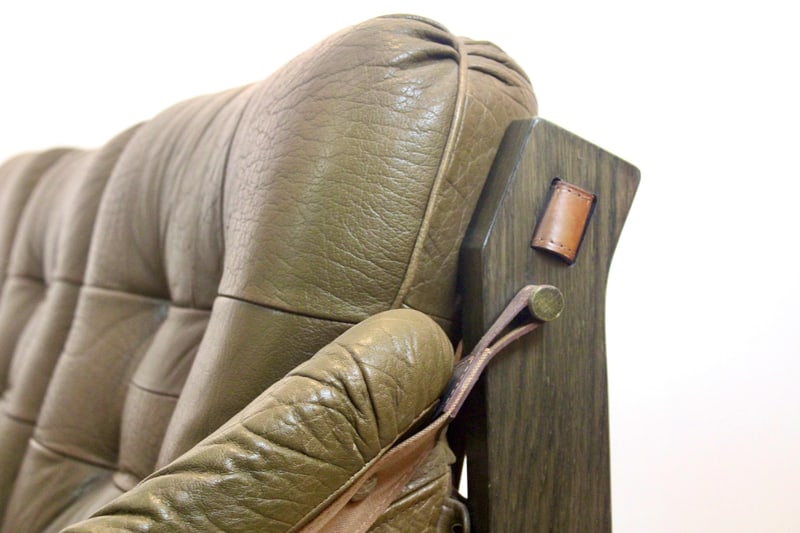 Scandinavian Wood and Leather Sofa, Norway, 1970s - 9