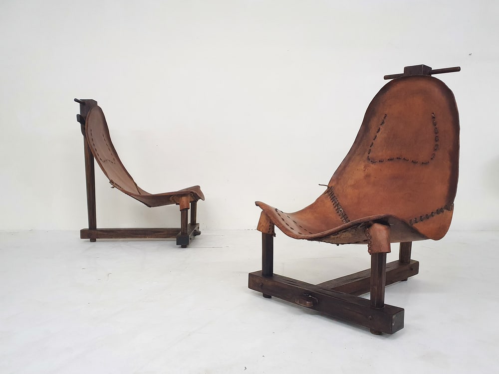 Set of Saddle Leather Lounge Chairs, Brazil, 1960s - 2