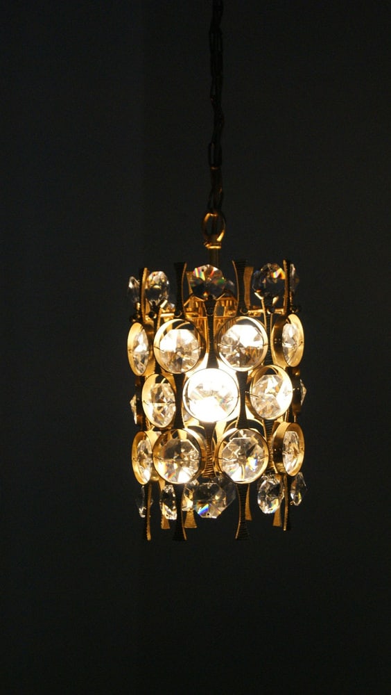 Crystal Glass Ceiling Lamp by C. Palme for Palwa - 6