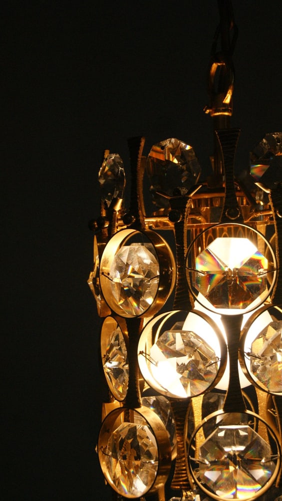 Crystal Glass Ceiling Lamp by C. Palme for Palwa - 7