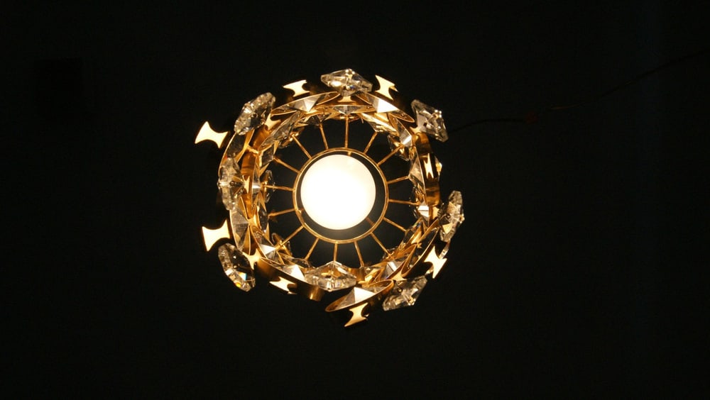 Crystal Glass Ceiling Lamp by C. Palme for Palwa - 8