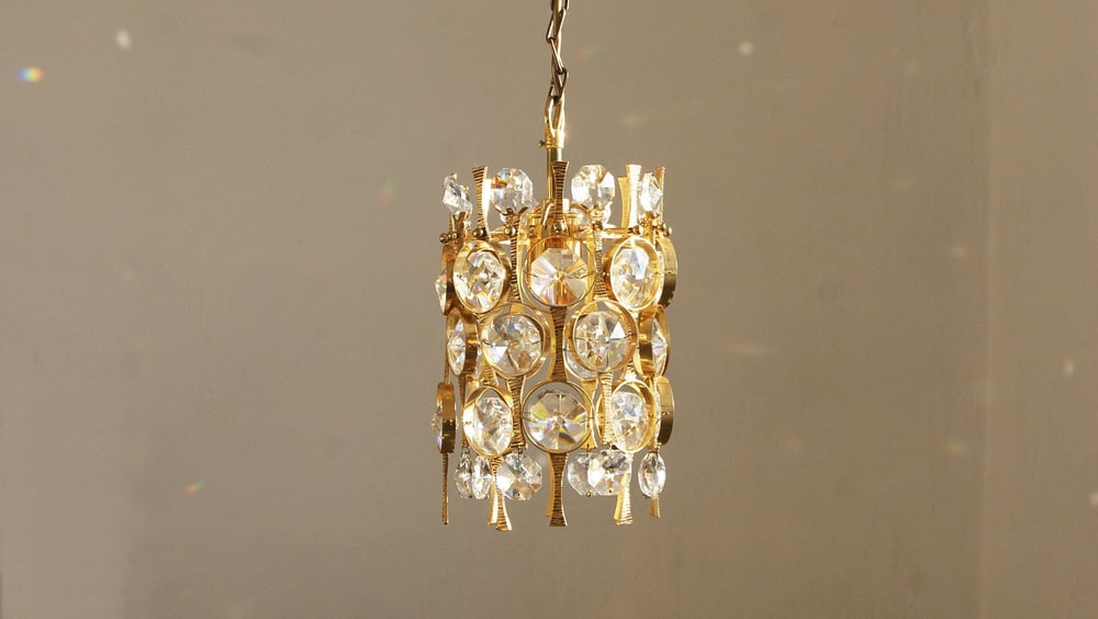 Crystal Glass Ceiling Lamp by C. Palme for Palwa - 9