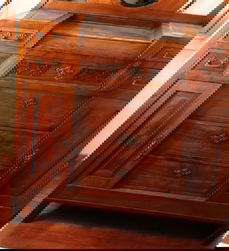 Mahogany & Marble Chest of Drawers with Mirror, 1900s - 12