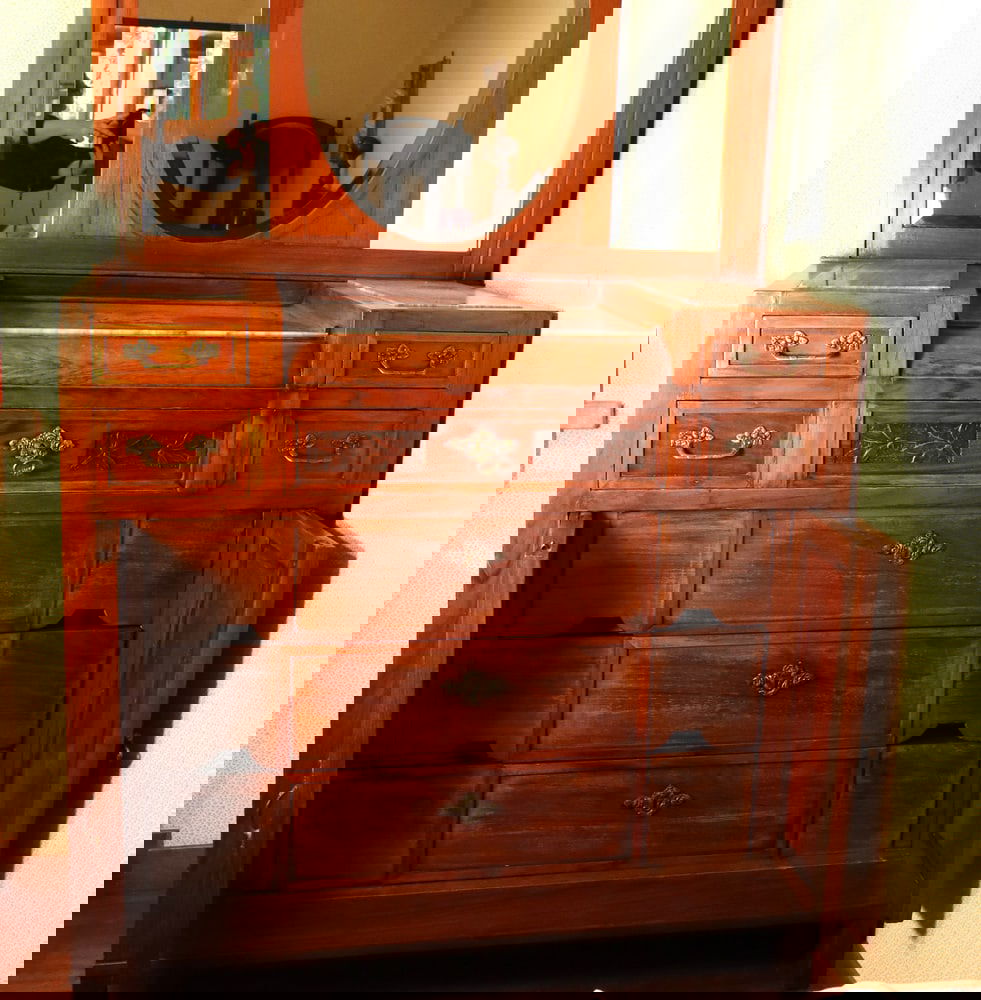 Mahogany & Marble Chest of Drawers with Mirror, 1900s - 14