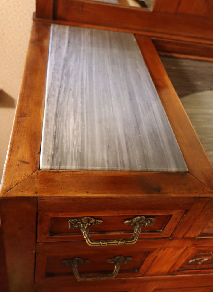 Mahogany & Marble Chest of Drawers with Mirror, 1900s - 18