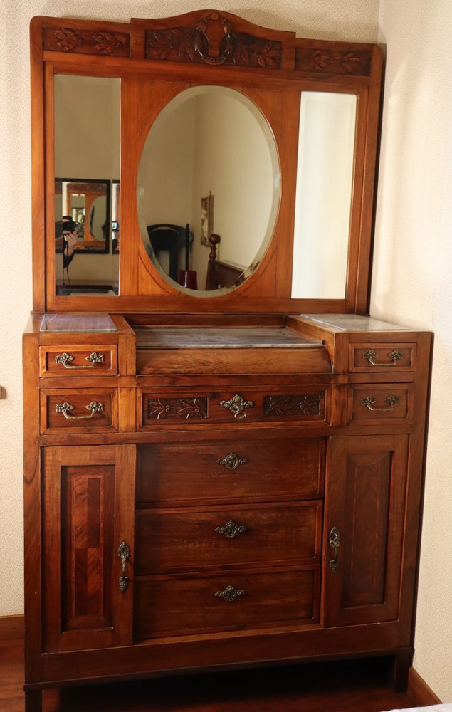 Mahogany & Marble Chest of Drawers with Mirror, 1900s - 5