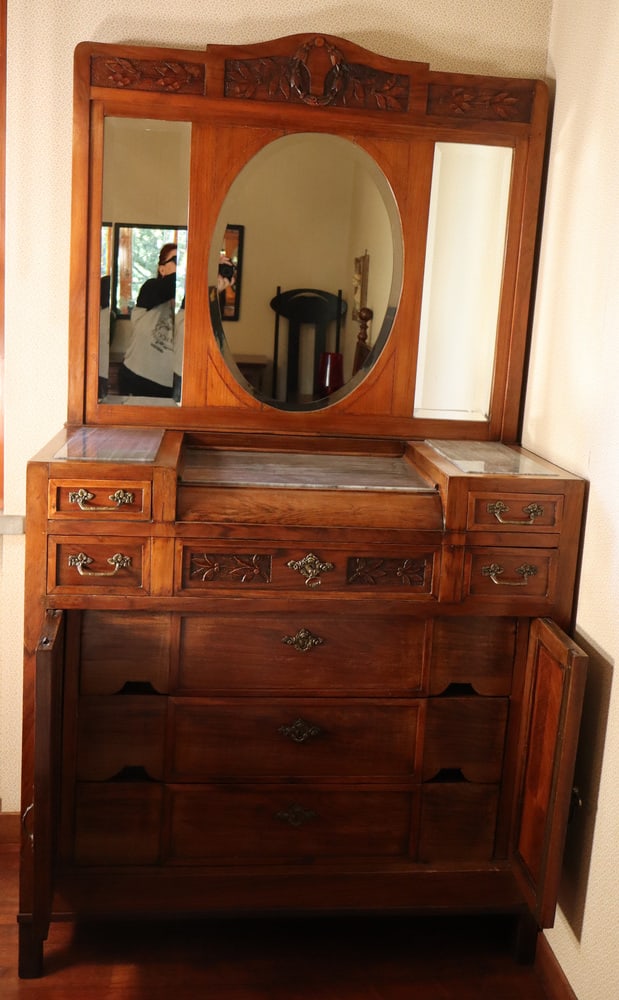 Mahogany & Marble Chest of Drawers with Mirror, 1900s - 6