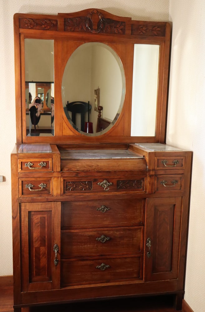 Mahogany & Marble Chest of Drawers with Mirror, 1900s - 7