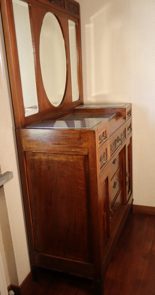 Mahogany & Marble Chest of Drawers with Mirror, 1900s - 8