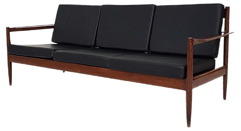 Sofa with Black Vinyl Upholstery, 1960s (1 of 9)