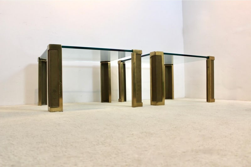 Brass and Glass Side Tables by Peter Ghyczy, Set of 2 - 5