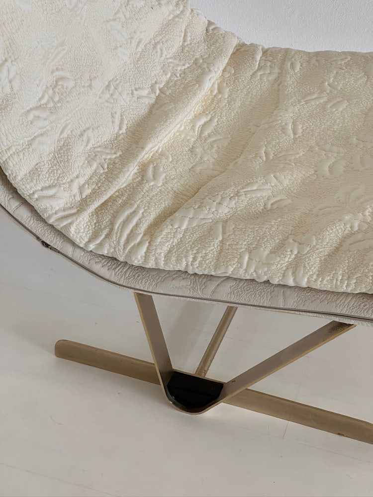 Set of Lounge Chair with Fabric Ottoman, 1980s - 6