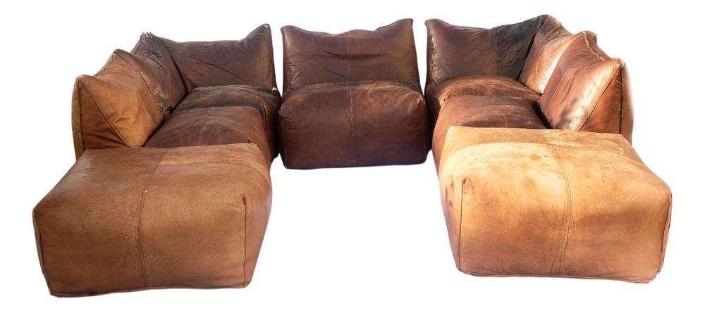 Bambole Sofa by Mario Belini for B&B Italia, Set of 8: Rare 8-Piece "Bambole" Modular Sofa by Mario Bellini for B&B Italia (1972) – Patinated Buffle LeatherDesigned by Mario Bellini for B&B Italia in 1972, the iconic "Bambole" modules are a