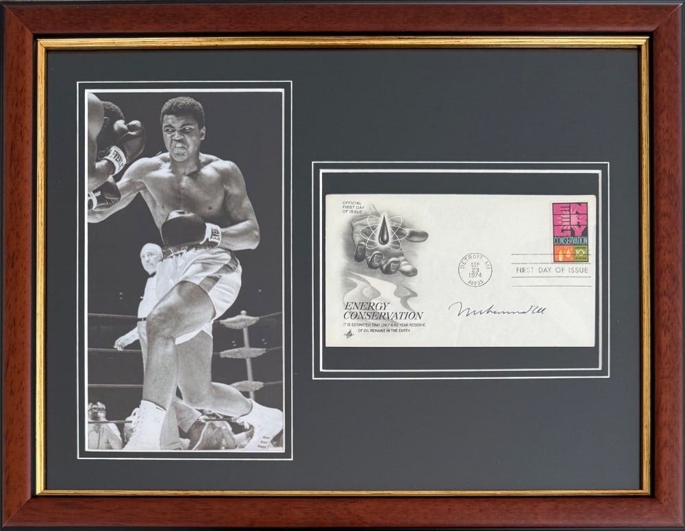 Muhammad Ali, Professionally Framed 40cm x 30cm Hand Signed FDC First Day Cover, Postmarked 27th - 2