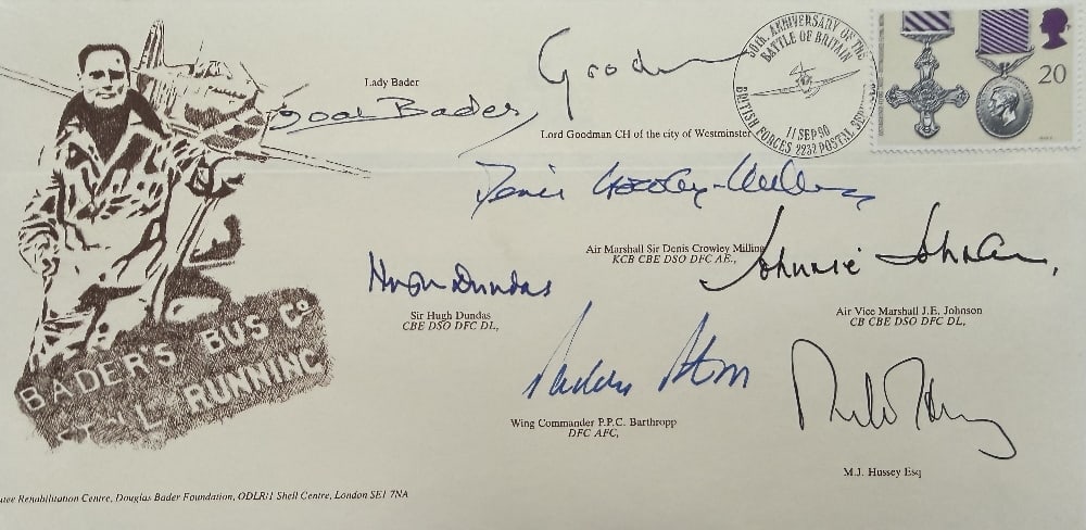 Multi-Pilot Hand Signed 'Douglas Bader Foundation' First Day Cover FDC Postmarked 11th September (1 of 2)