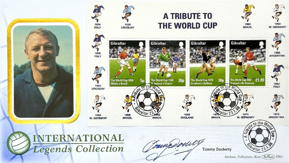 Tommy Docherty Hand Signed 'International Legends Collection' Benham First Day Cover FDC: Tommy Docherty Hand Signed 'International Legends Collection' Benham First Day Cover FDC Postmarked 23rd January 1998