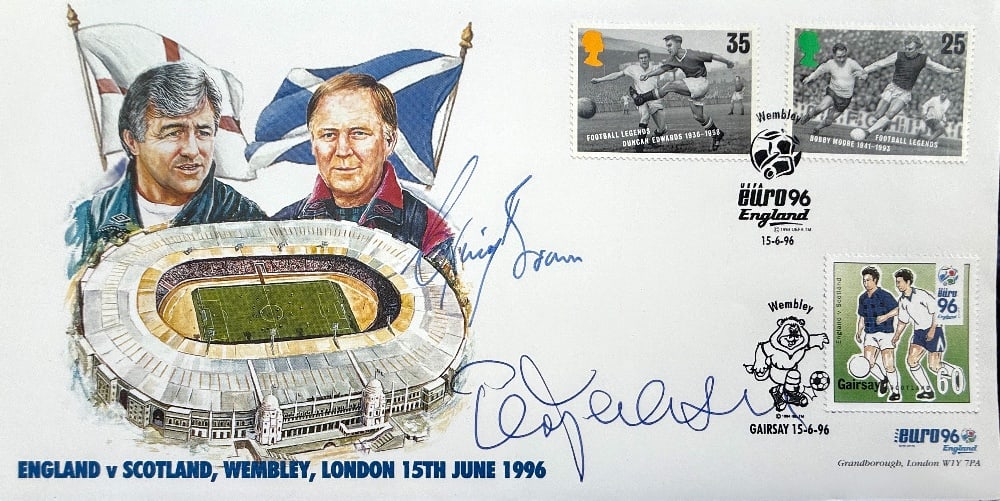 Terry Venables, Craig Brown, Hand Signed England V Scotland 1996 Euros FDC First Day Cover,: Terry Venables, Craig Brown, Hand Signed England V Scotland 1996 Euros FDC First Day Cover, Postmarked 15th June 1996, Limited Edition