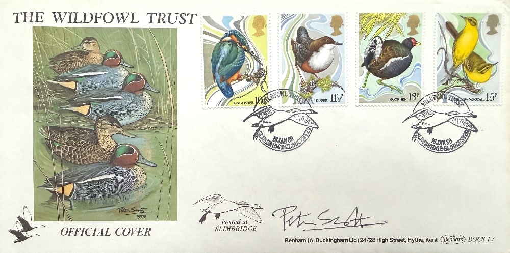 Peter Scott Hand Signed 'The Wildfowl Trust' First Day Cover FDC Postmarked 16th January 1980: Peter Scott Hand Signed 'The Wildfowl Trust' First Day Cover FDC Postmarked 16th January 1980