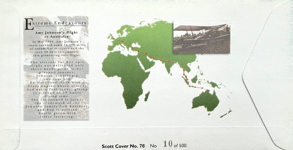 Margaret Thatcher Hand Signed 'Queen Of The Skies' Amy Johnson First Day Cover FDC. Postmarked - 2