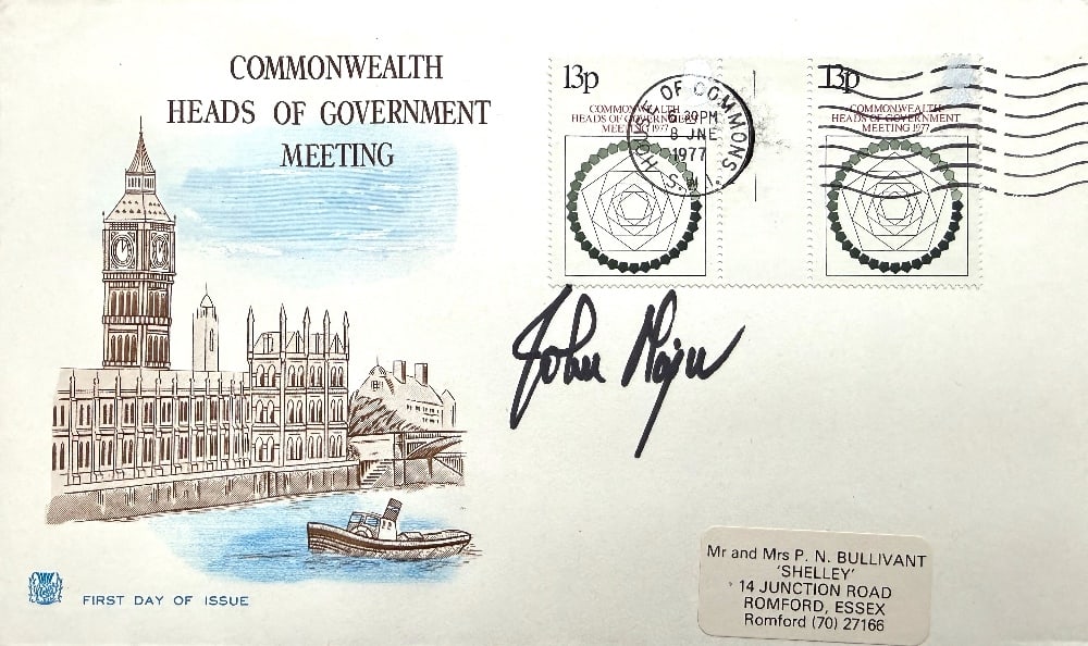 John Major Hand Signed 'Commonwealth Heads Of Government Meeting' First Day Cover FDC. Postmarked (1 of 1)