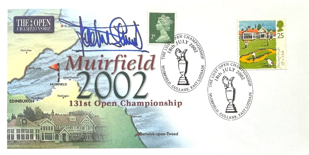Jackie Stewart Hand Signed 131st Open Golf Muirfield FDC, Postmarked 18th July 2002: Jackie Stewart Hand Signed 131st Open Golf Muirfield FDC, Postmarked 18th July 2002