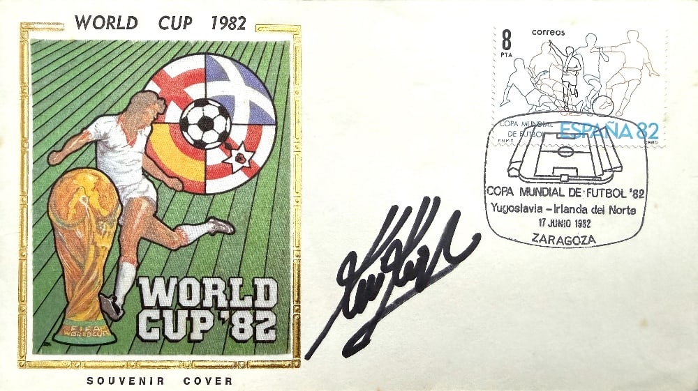 Kevin Keegan Hand Signed 'World Cup 1982' First Day Cover FDC Postmarked 17th June 1982: Kevin Keegan Hand Signed 'World Cup 1982' First Day Cover FDC Postmarked 17th June 1982
