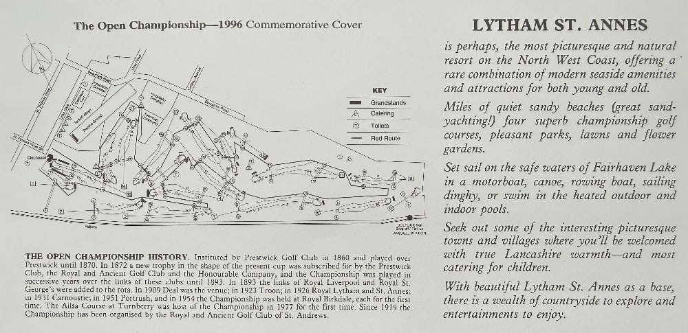 Tom Lehman (Winner) Hand Signed 125th Open Golf FDC First Day Cover Lytham & St. Annes Postmarked - 2