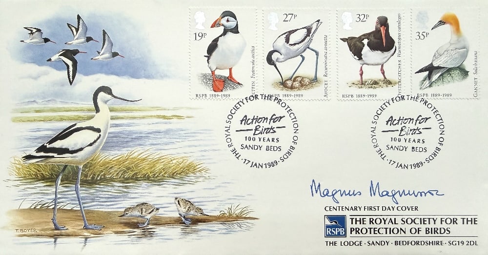 Magnus Magnusson Hand Signed 'Action For Birds RSPB' First Day Cover FDC Postmarked 17th January: Magnus Magnusson Hand Signed 'Action For Birds RSPB' First Day Cover FDC Postmarked 17th January 1989