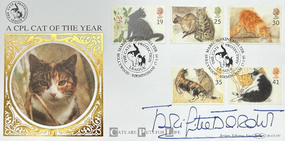 Brigitte Bardot Hand Signed 'Cat Of The Year' Benham First Day Cover FDC Postmarked 17th January: Brigitte Bardot Hand Signed 'Cat Of The Year' Benham First Day Cover FDC Postmarked 17th January 1995 Limited Edition 2512 of 5000