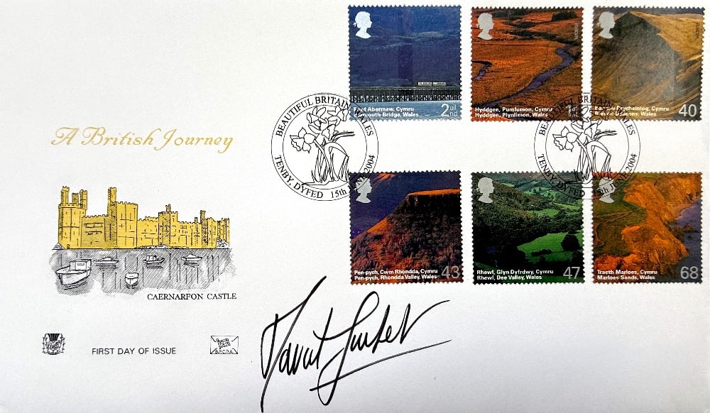 David Suchet Hand Signed 'A British Journey' First Day Cover FDC Postmarked 15th June 2004: David Suchet Hand Signed 'A British Journey' First Day Cover FDC Postmarked 15th June 2004