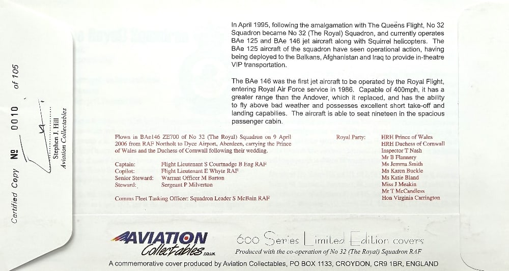 John Major Hand Signed '32, The Royal Squadron' First Day Cover FDC. Postmarked 8th April 2005, - 3