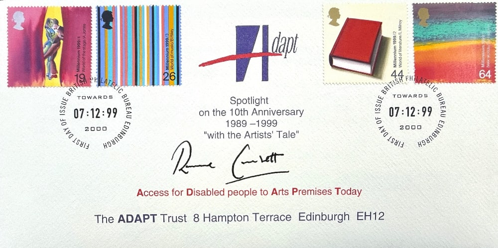 Ronnie Corbett Hand Signed 'ADAPT 10th Anniversary' First Day Cover FDC Postmarked 7th December: Ronnie Corbett Hand Signed 'ADAPT 10th Anniversary' First Day Cover FDC Postmarked 7th December 1999