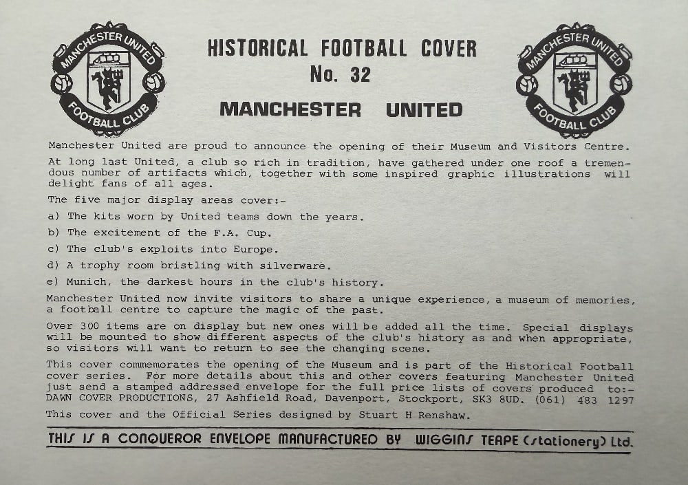 Martin Edwards, Hand Signed 'Manchester United' First Day Cover FDC Postmarked 1st ay 1986 Limited - 2