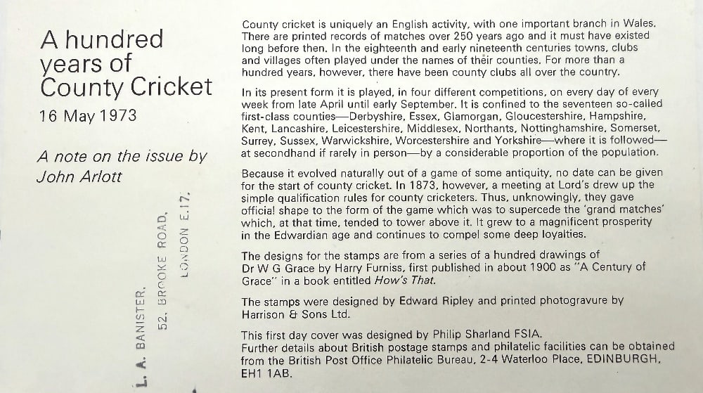 John Major Hand Signed '100 Years Of County Cricket' First Day Cover FDC. Postmarked 16th May 1973 - 2