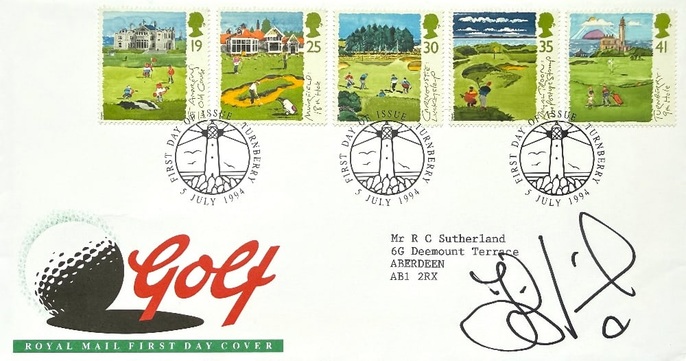 Jesper Parnevik (Runner Up) Hand Signed 123rd Open Golf FDC First Day Cover Turnberry Postmarked 5th: Jesper Parnevik (Runner Up) Hand Signed 123rd Open Golf FDC First Day Cover Turnberry Postmarked 5th July 1994