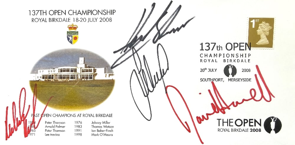 Lee Westwood, Henrik Stenson, David Howell, Robert Karlsson, Hand Signed 137th Open Golf FDC,: Lee Westwood, Henrik Stenson, David Howell, Robert Karlsson, Hand Signed 137th Open Golf FDC, Postmarked 20th July 2008