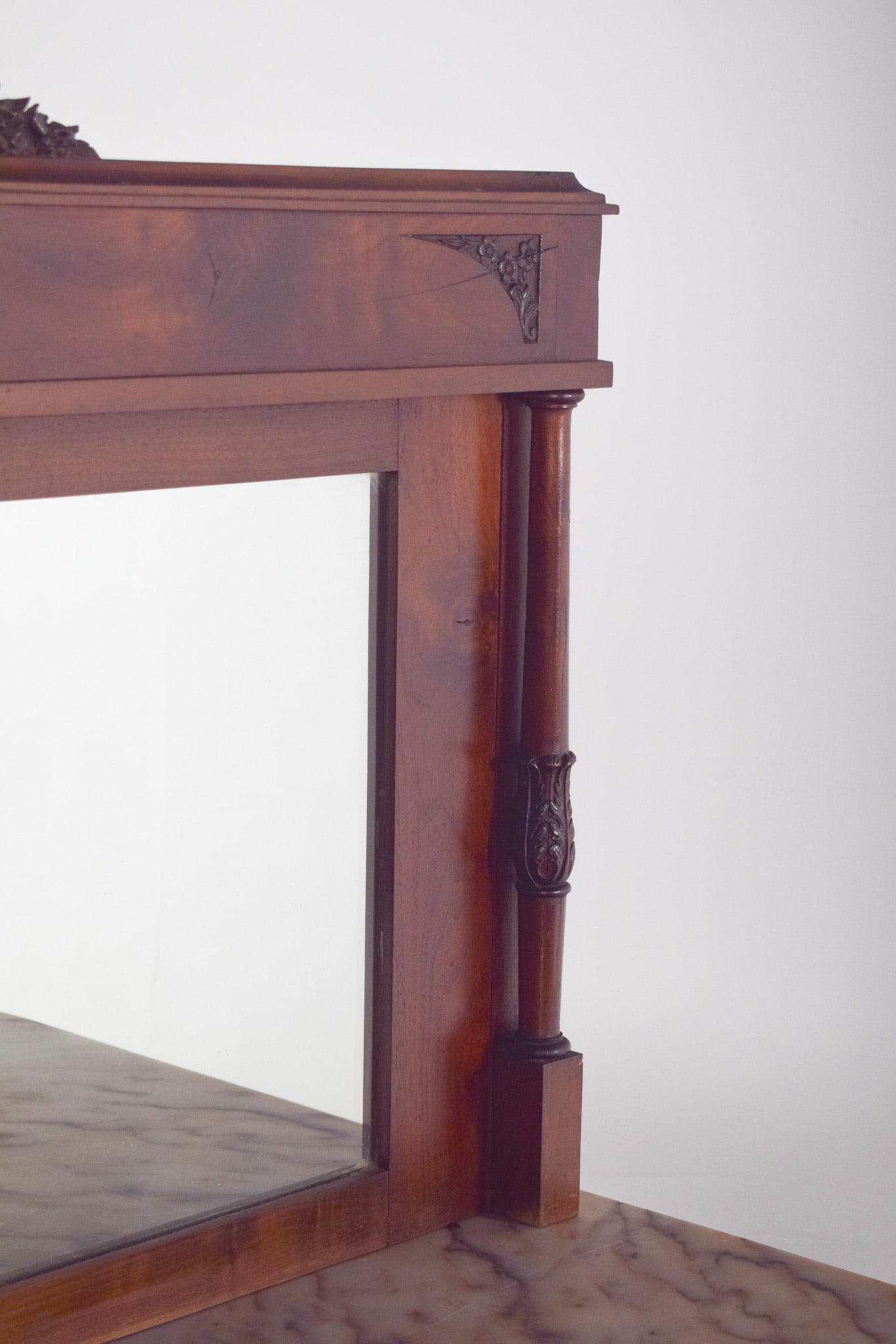 Vintage Sideboard with Marble Top and Mirror, 1920s - 2