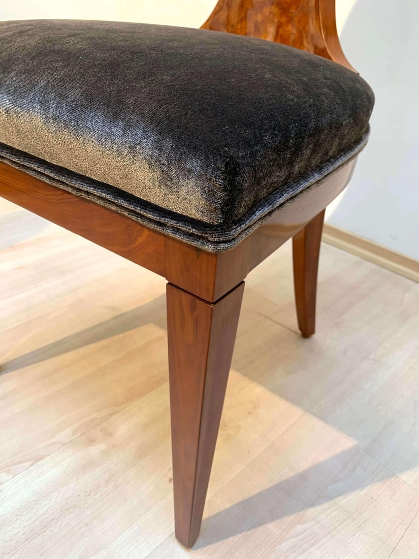 Ballon Chairs in Ash Veneer, Grey Velvet, Set of 4 - 16