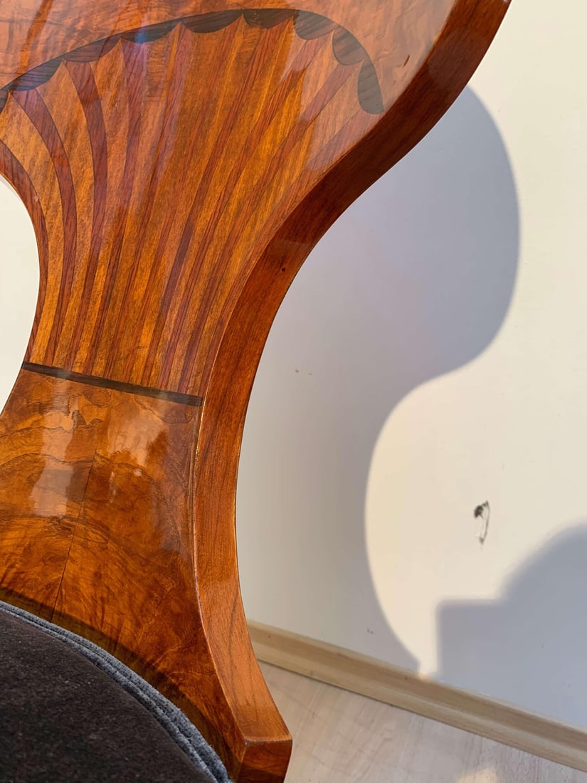 Ballon Chairs in Ash Veneer, Grey Velvet, Set of 4 - 20