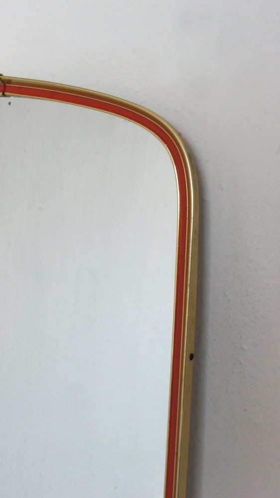 Mid-Century Gold and Red Mirror, 1960s - 2